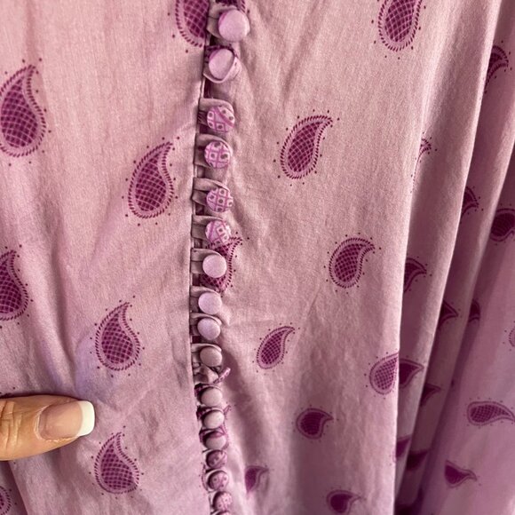 Cris Barros Womens Size Medium Purple Cotton Paisley Handkerchief Hemline Dress - Picture 6 of 12